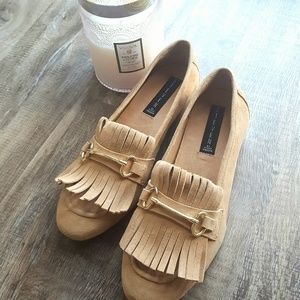 Pastel Pink Suede Leather Loafers